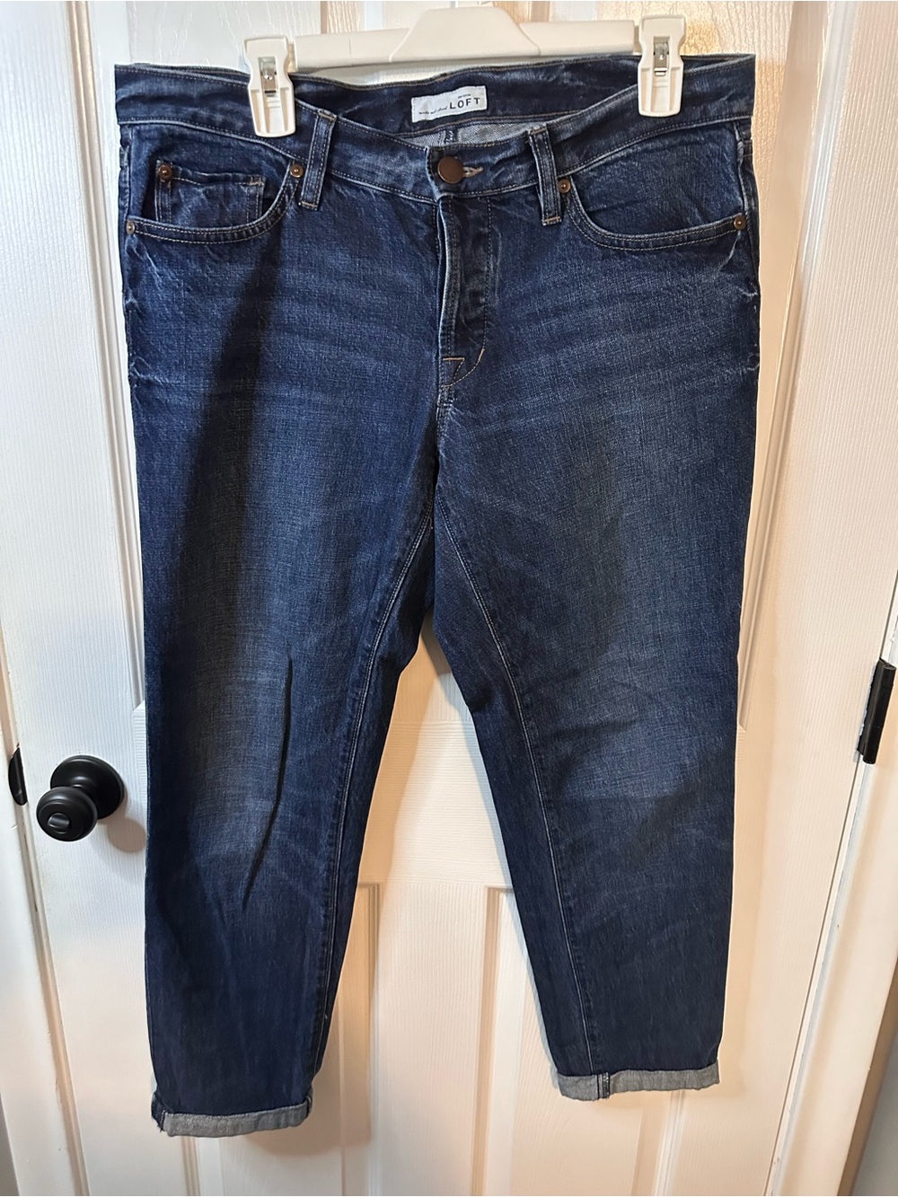 LOFT Button-Fly Cropped Jeans in Indigo